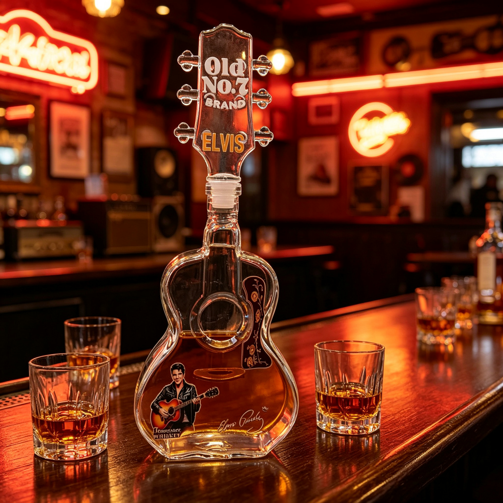 Vintage Collectible Bottles - قارورة زجاجية على شكل جيتار إلفيس
