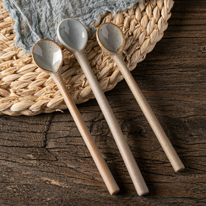 Vintage Collectible Spoons - ملعقة قهوة سيراميك يابانية عتيقة ،