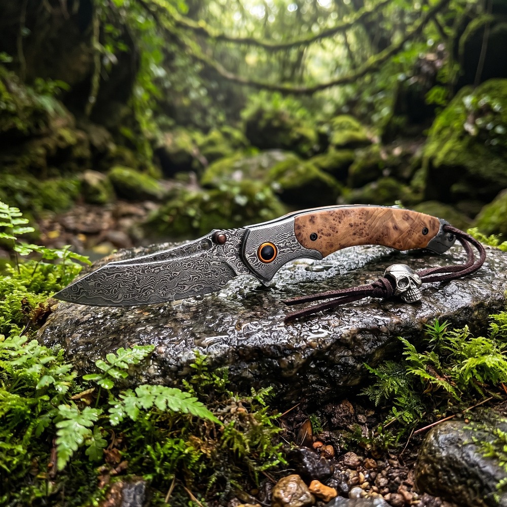 Vintage Collectible Knife - سكين جيب قابل للطي بنمط دمشقي