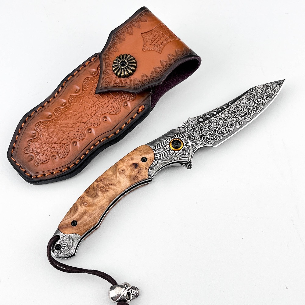 Vintage Collectible Knife - سكين جيب قابل للطي بنمط دمشقي