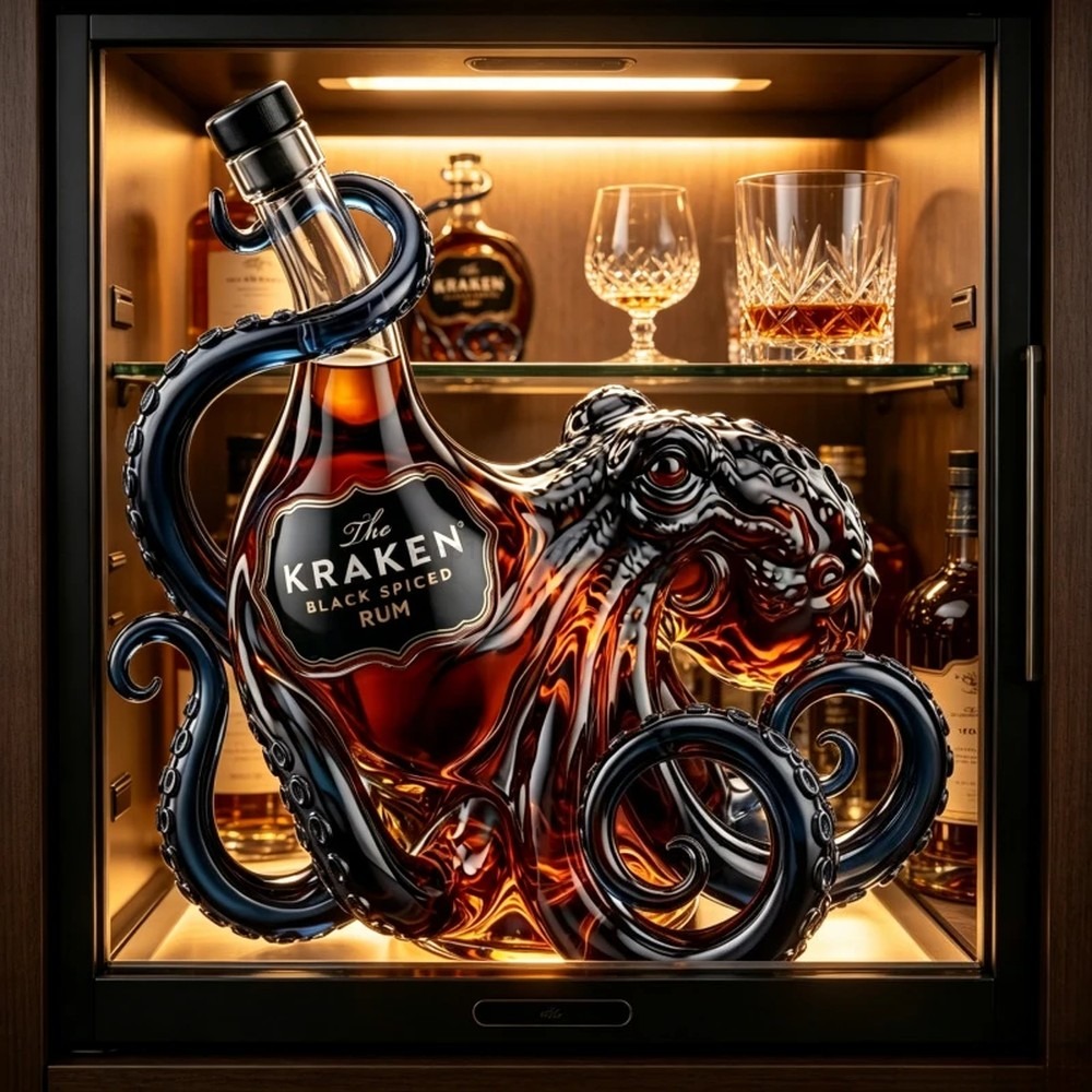 طباعة زجاجة روم كراكن الأخطبوط - مراجعة Vintage Collectible Bottles وسعره